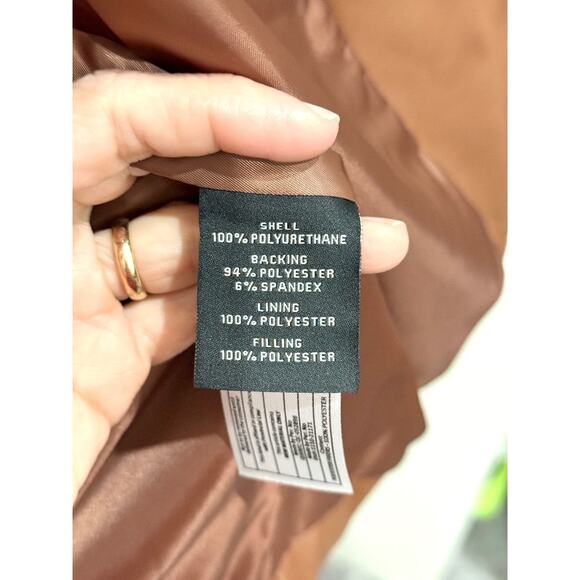 NWT Bagatelle.NYC Oversize Faux Leather Puffer Jacket Cognac Brown Womens Size S - Picture 8 of 8